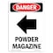 Signmission OSHA Danger Sign, Powder Magazine Left Arrow, 18in X 12in Decal, 12" W, 18" L, Portrait OS-DS-D-1218-V-2262 - alternate 1